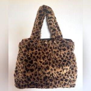 Like new - All-plush faux fur animal-print tote bag